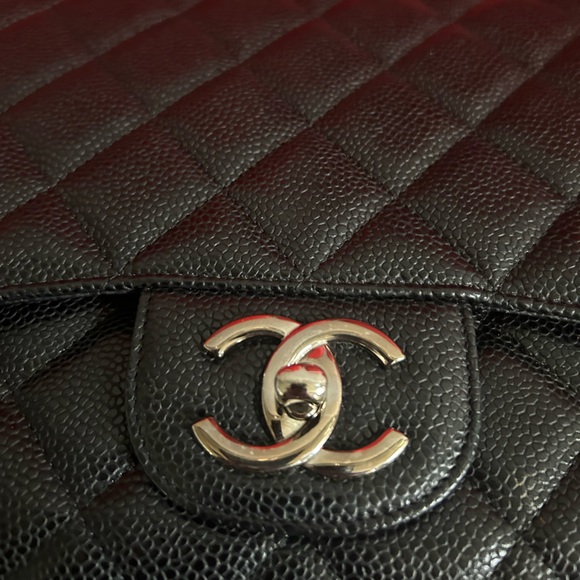 Chanel Classic Caviar Maxi Bag Black Caviar Leather Silver Hardware Double Flap - Picture 11 of 16